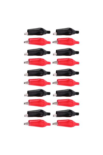 AOKIN 10 black 10 red 20pcs 28MM Metal Clip, Electrical Clamp Crocodile Clip Alligator Clip for Testing Pr
