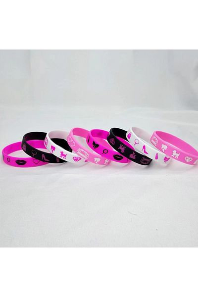 Miniso 8PCS Barbie Peach Pink Princess Theme Pink Princess Birthday Party Silicone Bracelet Boys and Girls