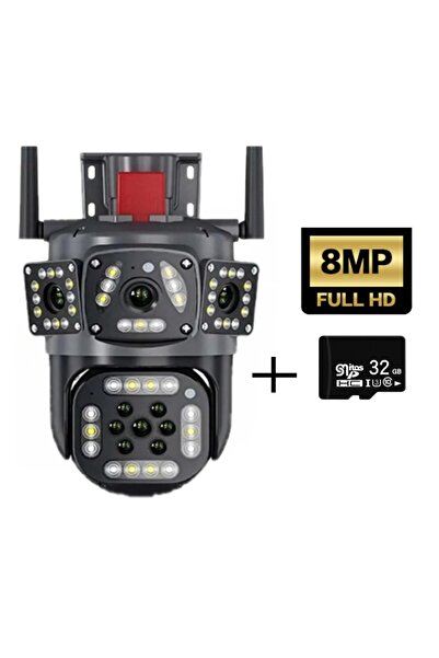 Choice كاميرا خارجية K3W 8 ميجابكسل مزودة بمقبس أمريكي وذاكرة وصول عشوائي 32 جيجابايت ودقة 8 ميجابكسل وواي فاي ودقة 4K وشاشة بعدسة مزدوجة وكاميرا حماية بثلاث شاشات