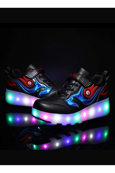 ETG Roller Shoes USB Charge Girls Boys Sneakers with Wheels LED Roller Skates Shoes