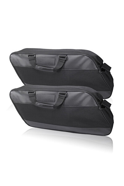 Choice حقيبة سرج دراجة نارية سوداء اللون، حقيبة أمتعة ناعمة ببطانة رف، حقيبة ...