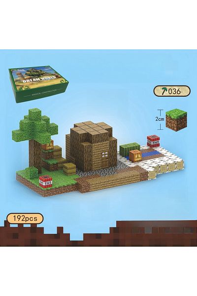 Choice 192pcs Creative Building Blocks Magnetic Mine World Cube Magnet Set Street View for Kid Age 3+ Pu