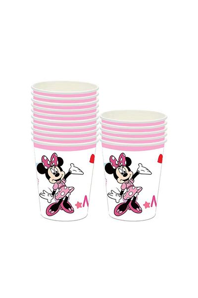 Disney 10pcs cup Disney Minnie Mouse Party Decorations Pink Minnie Birthday Tableware Paper Cup Plate Napki