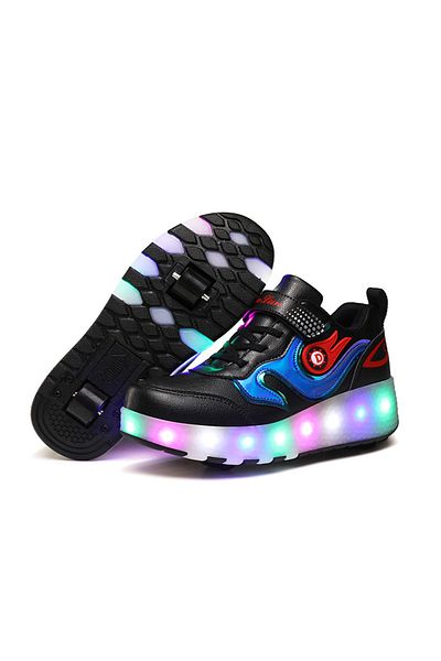 ETG Roller Shoes USB Charge Girls Boys Sneakers with Wheels LED Roller Skates Shoes