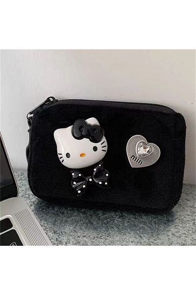 Miniso 1 Sanrio Hello Kitty Plush Coin Purse Cute Anime Cartoon Kt Cat Bluetooth Headset Bag Fashion Lipst.