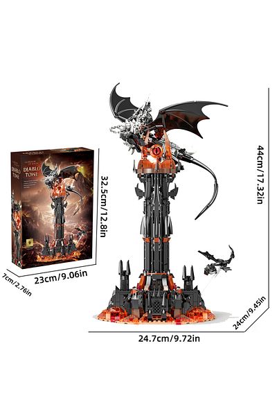 yaafun no original box 997pcs Moc-Lord Movie Rings Model The Fell Beast Magic Tower Building Blocks Fortres