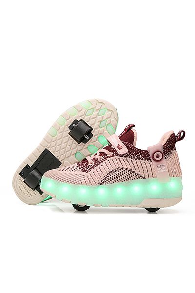 ETG Roller Shoes USB Charge Girls Boys Sneakers with Wheels LED Roller Skates Shoes