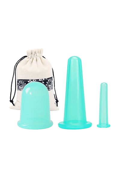 Hmeily 3LP Green 3pcs Jar Silicone Vacuum Cupping Cans for Massage ventouse anti cellulite Suction Cups Fac