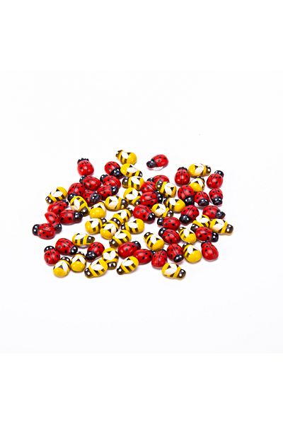 Choice 100pcs Self-adhesive Yellow Bumble Bee and Red Ladybird Stickers Wood DIY Ladybug Crafts Wedding ...