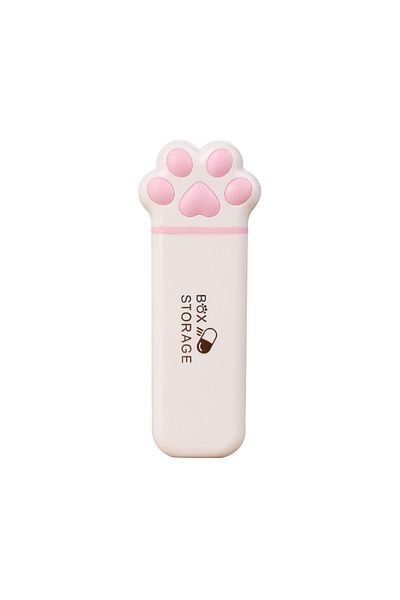 Choice Pink 1PC Mini Cat Paw Storage Box Portable Small Size One Day Box Multi-Functional Three Grid Storag