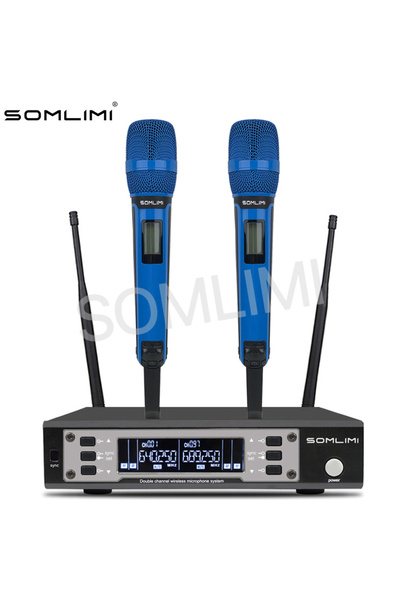 Choice نظام ميكروفون لاسلكي احترافي ثنائي القنوات UHF من SOMLIMI EW135G4 بمقب...