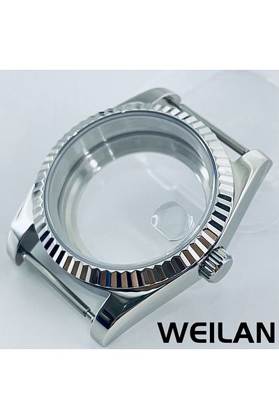 ANGLANG 40mm Nh34 Nh35 Nh36 Glass Back A2 36mm 40mm Silver Watch Case Waterproof Sapphire Crysta Fit Nh34 Nh