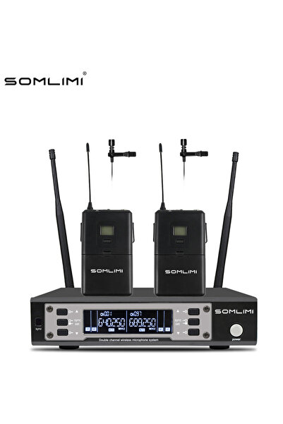 Choice نظام ميكروفون لاسلكي احترافي ثنائي القنوات UHF من SOMLIMI EW135G4 بمقب...