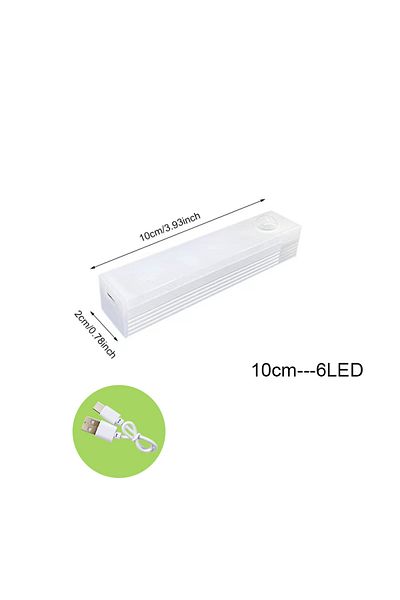 IWP 10cm-6LED White Motion Sensor Light Wireless LED Night Light USB Rechargeable Night Lamp For Kitchen