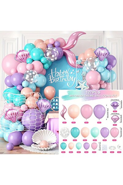 Choice مجموعة قوس بالونات حورية البحر متعددة الألوان، 127 قطعة، وردي أرجواني ...