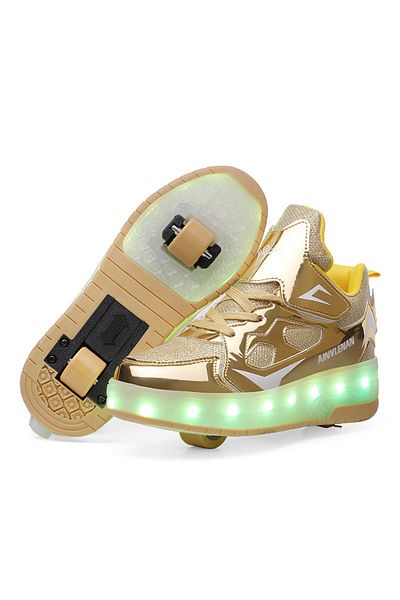 ETG Kids LED USB Charging Roller Skate Shoes with Wheel Shoes Light up Roller Shoes Rechargeable