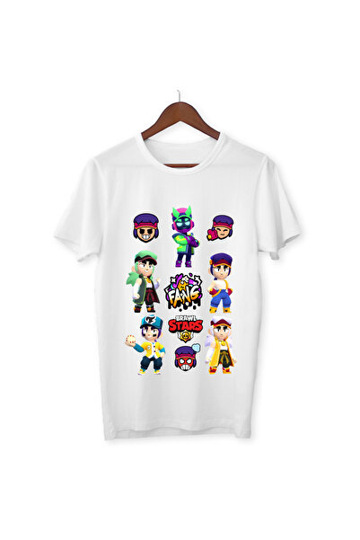 ALPŞAN TİCARET Tricou alb pentru copii Brawl Stars Fang pentru adulți Tricou unisex Fang