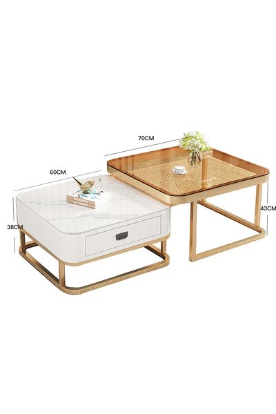 sharpdo Simple Creative Retractable Square Coffee Table with Drawers