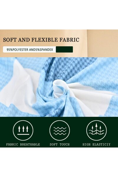 Yelajoy 3-seater sofa cover,elk forest pattern,stretch fabric,fully covered,machine washable,190-230 cm,blue