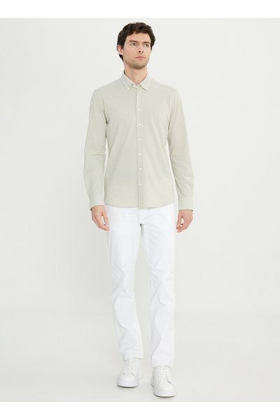ALTINYILDIZ CLASSICS Altınyıldız Classics Slim Fit Ανδρικό πουκάμισο Χακί με γιακά με κουμπιά ACE 020252157