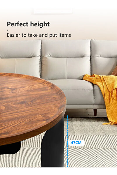 sharpdo Minimalist Light Luxury Living Room Home Round Side Table, Small Tea Table Coffee Table 60*60*47CM