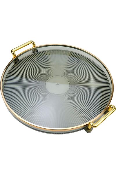COOYA Acrylic Round Serving Tray with Golden Handles 10.62 Inch for Living Room, Bathroom, Kitchen