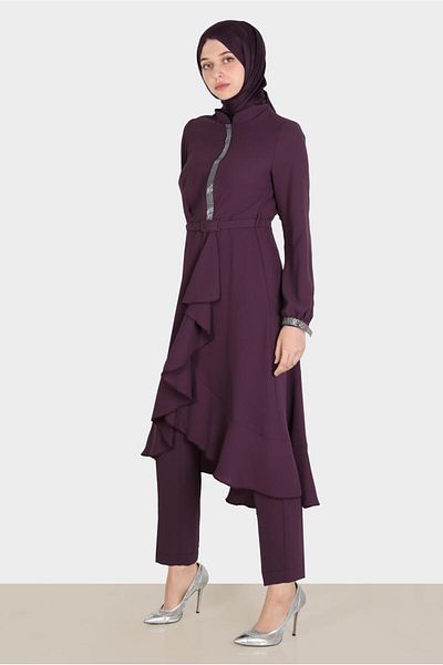 Alvina Stone Detailed Pants Set 30260