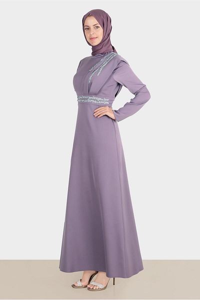 Alvina Satin Evening Dress 50257 - Stone Embroidered