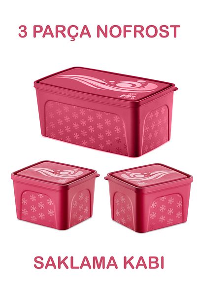 Elegant Plastik Deep Nofrost 3.5Lt. + 2X 1.1 Lt Storage Container Set - 3 Piece Freezer Storage Container Set