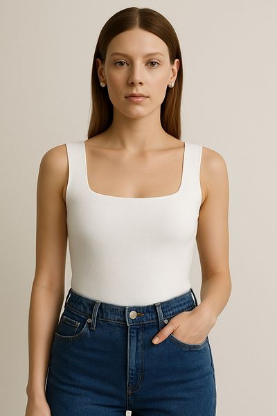 P&B Black Knitwear Square Collar Women's Athlete Blouse
