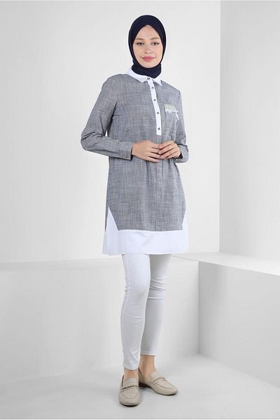 Alvina BUTTONED TUNIC WITH EMBROIDERY DETAIL 43915