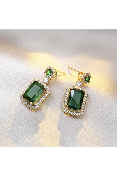 modares Zircon Stone Stylish Rectangular Design Gift for Lover Necklace Earrings Adjustable Ring Set