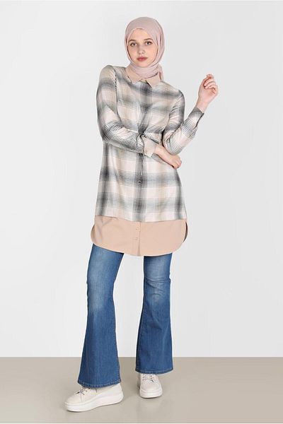 Alvina BELI DURNED PLAID PATTERN TUNIC 42738