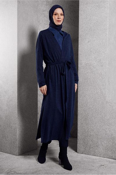 Alvina Cardigan cu curea cu tăietură dreaptă - 44337