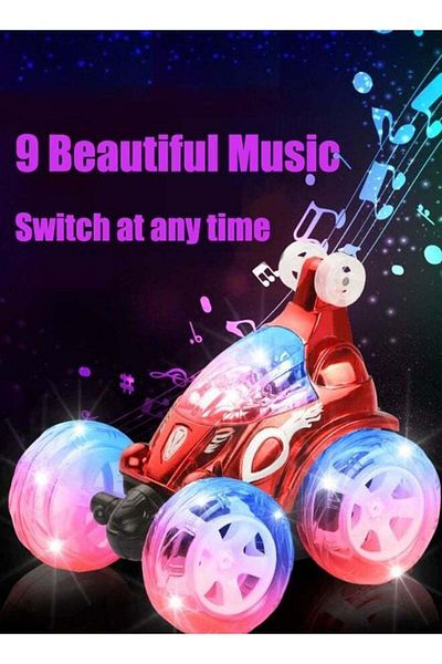 COOYA Remote Control Stunt 4WD Toy Car, with Colorful Lights, Music Switch, 360° Rolling, for Kids