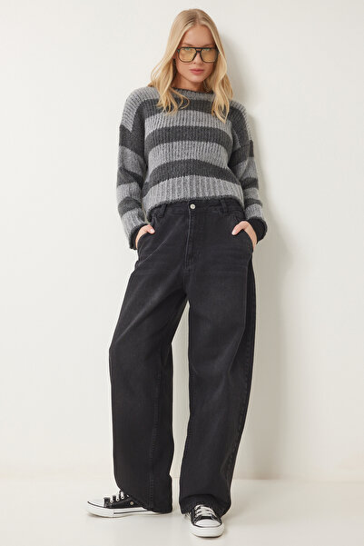 Lovelyİstanbul Πλυμένο Baggy Jean LOK0005 ΜΑΥΡΟ