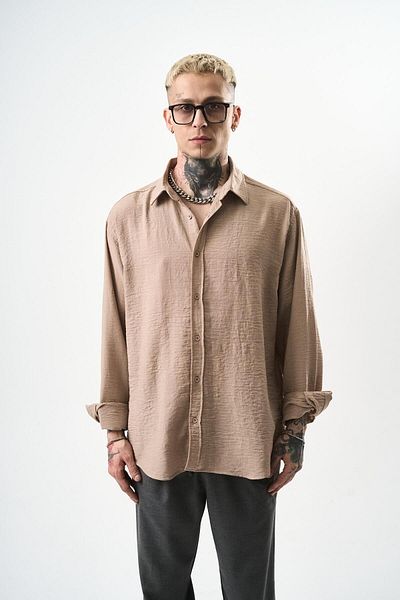 Respire Мъжка ленена риза Oversize, модел Mink