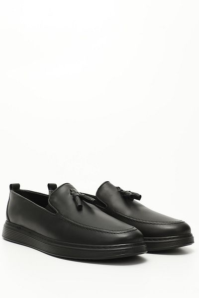 GÖNDERİ(R) Men's Black Tasseled Genuine Leather Shoes