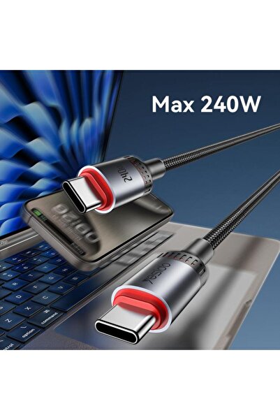 Yesido CA185 240W Type-C to Type-C Aluminum Alloy Data Cable, Length: 1.2m(Black)