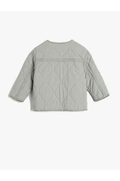Koton Quilted Pocket Crew Neck Long Sleeve Jacket