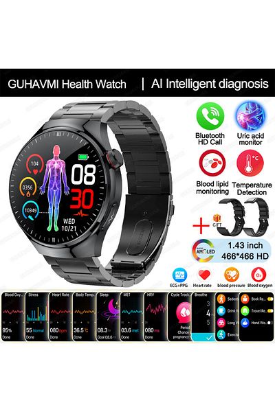 Choice Medical Grade Black Steel 2a 2025 New Nursing Grade Smart Watch Blood Oxygen Blood Lipid Uric Acid E