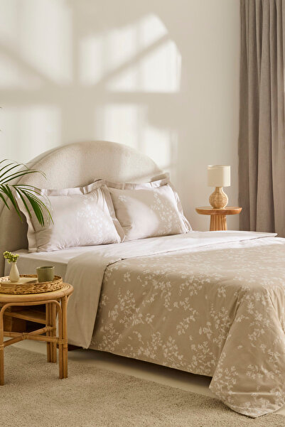 Kaşmir Home Σετ Παπλωματοθήκης Μονό Κρεβάτι Fancy 100% Βαμβάκι Μπεζ