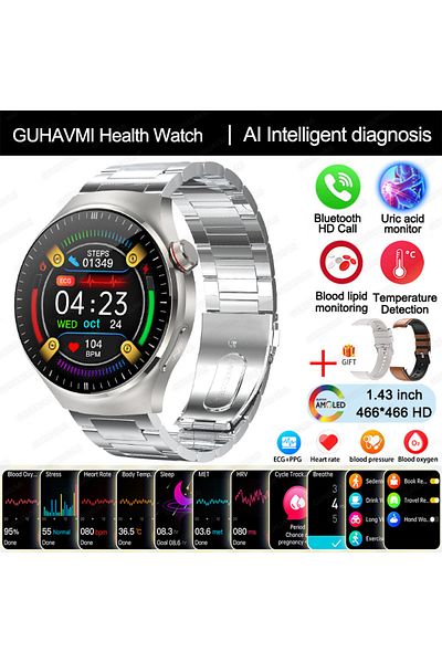 Choice Medical Grade Silver Steel 2a 2025 New Nursing Grade Smart Watch Blood Oxygen Blood Lipid Uric Acid