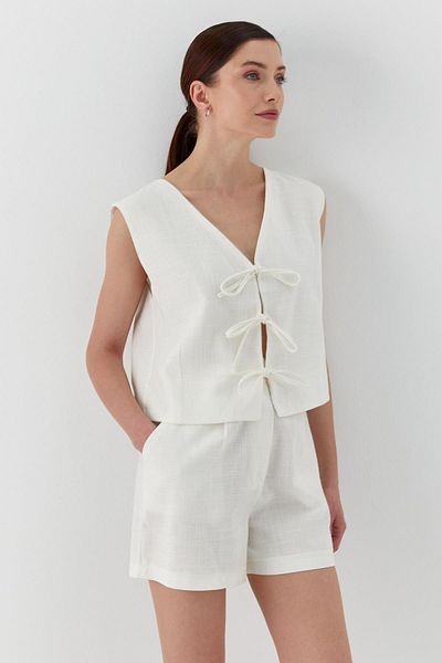 Shopping Shop Λινό Γιλέκο Μπλούζα ECRU Μοντέλο