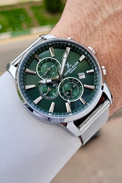 Daniel Klein Kadranı Yeşil Kordonu Gri Renk Ayarlanabilir Kordonlu 44 mm Erke...