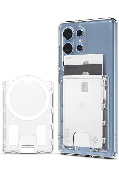 Spigen Ultra Hybrid (MagFit) Magnetic Wallet 3 Card Holder - Crystal Clear