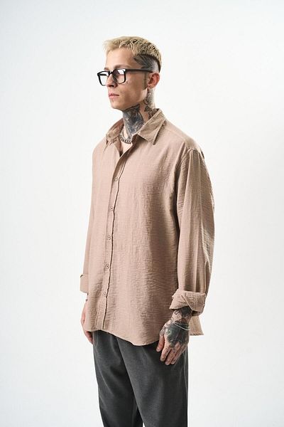 Respire Мъжка ленена риза Oversize, модел Mink