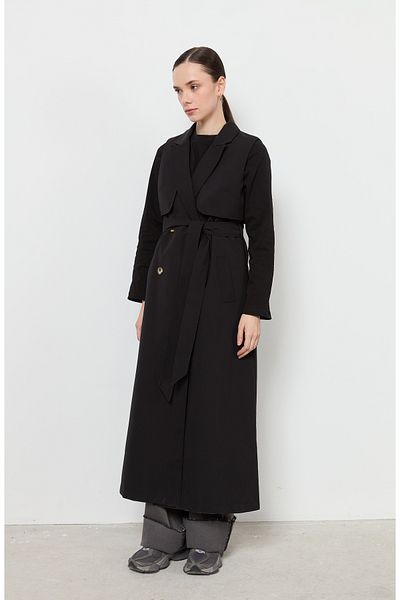 Fatma Atasoy Maxi Black Trench Vest with Windbreaker