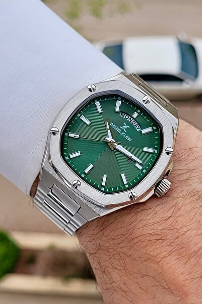 Daniel Klein Kadranı Yeşil Kordonu Silver Renk 24 Ay Garantili 42 Mm Erkek Ko...