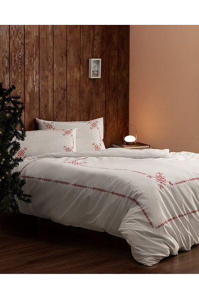 Madame Coco Ruse Doppelbett-Bettbezug-Set, 100 % Baumwolle, Rot